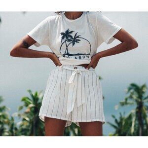 Billabong NWT S Come at Me Short Tie Waist Ivory Stripe